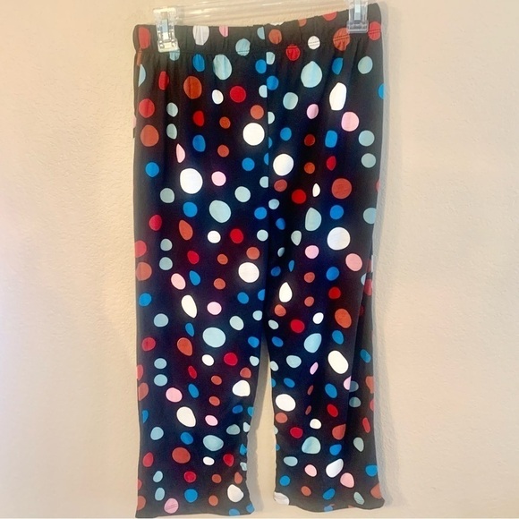 NWT Pajama Pants Large (Girls) Totally Pink Soft Fabric Black Multicolored Dots - Picture 5 of 8